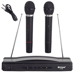 Central 2 Microfones Mão VHF 2 Canais s/ Fios