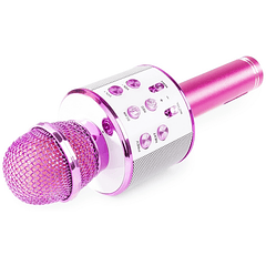 Microfone s/ Fios p/ Karaoke c/ Coluna/Bluetooth/MP3 (Rosa) KM01 - MAX