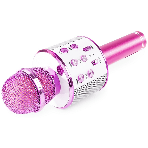 Microfone s/ Fios p/ Karaoke c/ Coluna/Bluetooth/MP3 (Rosa) KM01 - MAX 2