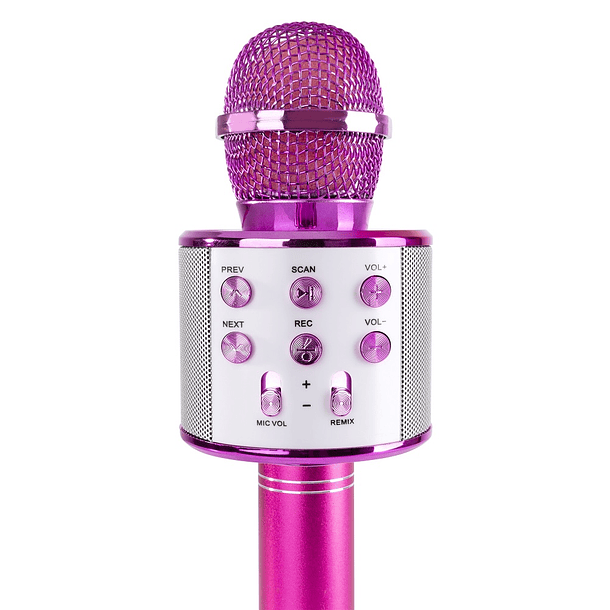 Microfone s/ Fios p/ Karaoke c/ Coluna/Bluetooth/MP3 (Rosa) KM01 - MAX 3