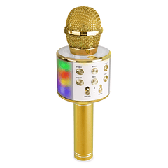 Microfone KMI5G Bluetooth c/ Altifalante e LEDs (Dourado) - MAX
