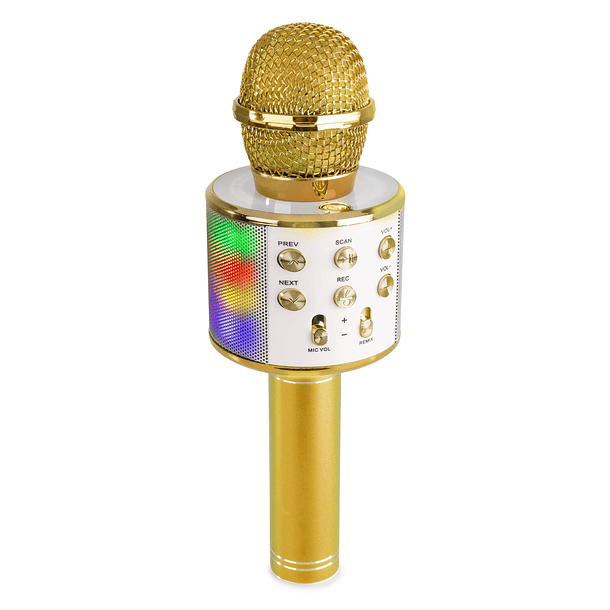 Microfone KMI5G Bluetooth c/ Altifalante e LEDs (Dourado) - MAX 1