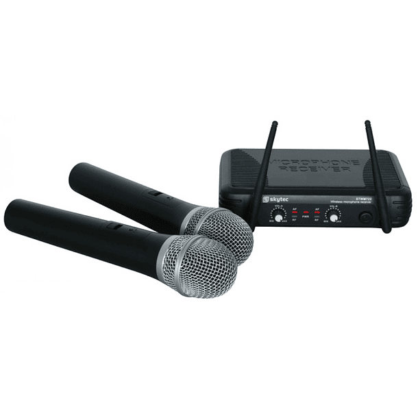 Central 2 Microfones Mão UHF 2 Canais s/ Fios (STWM722) - Skytec 1