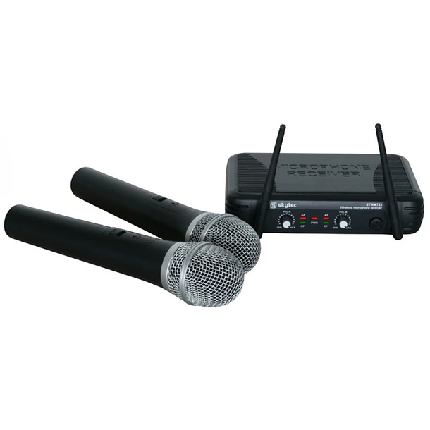 Central 2 Microfones Mão UHF 2 Canais s/ Fios (STWM722) - Skytec 1