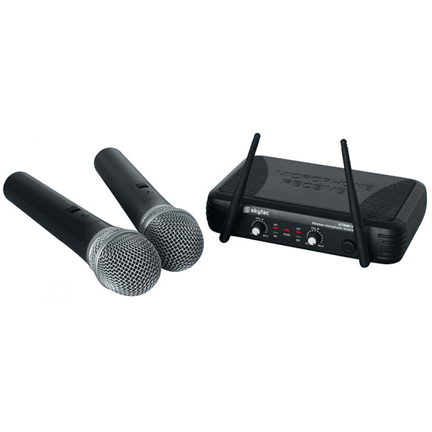 Central 2 Microfones Mão UHF 2 Canais s/ Fios (STWM722) - Skytec 2