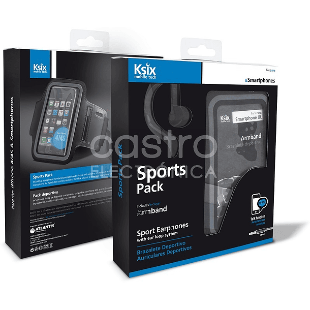 Pack Desportivo (Auscultadores + Bolsa Braçadeira) p/ Smartphones - KSIX 1