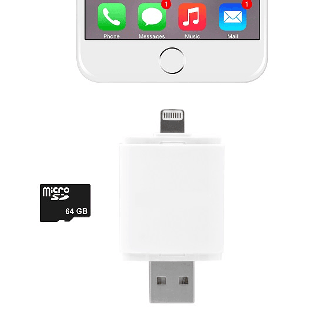Leitor Cartões 2 em 1 (USB e Iphone Lightning USB) 1