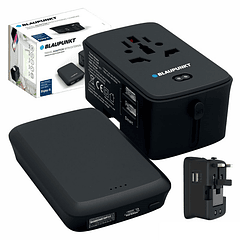 Powerbank BLP7030 4000mAh 5V/1A + Adaptador Universal de Viagem (Preto) - BLAUPUNKT