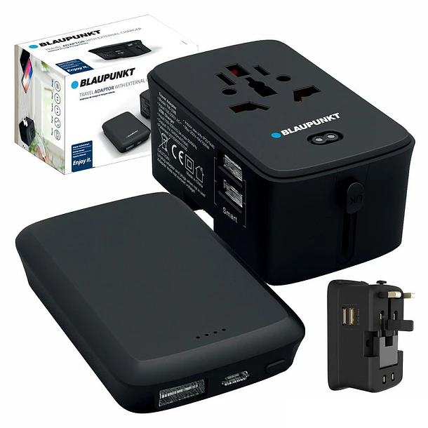 Powerbank BLP7030 4000mAh 5V/1A + Adaptador Universal de Viagem (Preto) - BLAUPUNKT 1