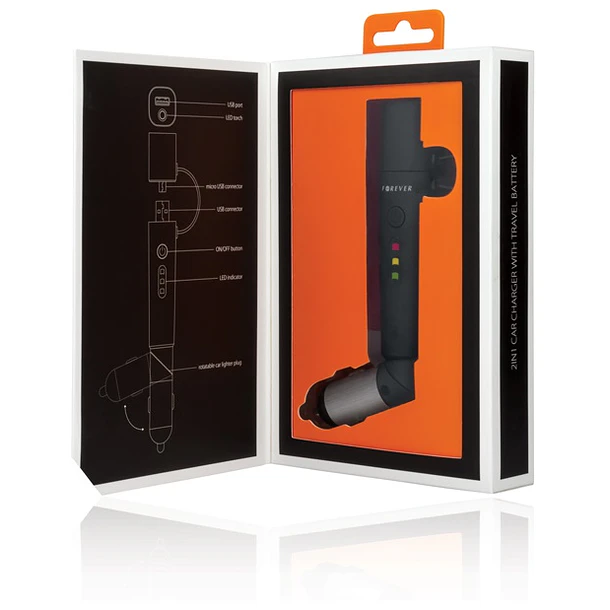 Banco Portatil de Energia (POWER BANK) 2600mAh c/ 2 Fichas USB, LED e Ficha Isqueiro 2