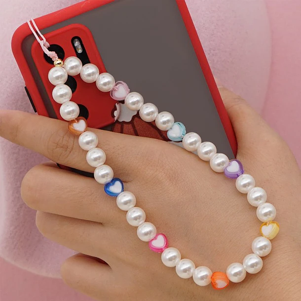Pulseira Universal p/ Smartphone Perólas Corações - COOL 2