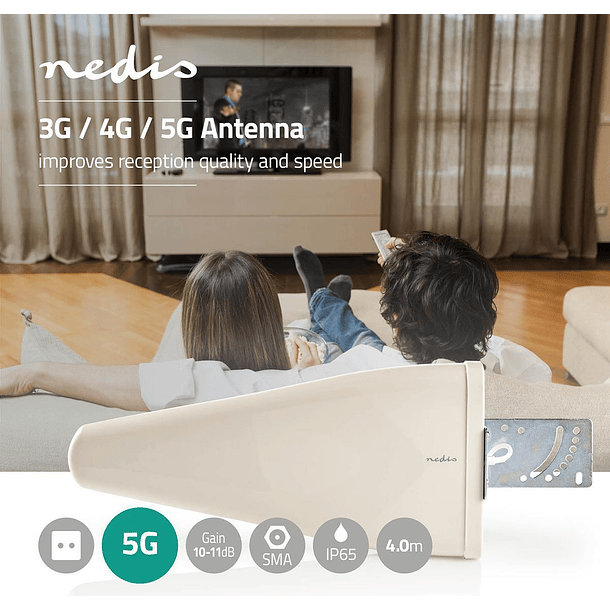 Antena Amplificada 3G/4G/5G/GSM Amplificada c/ Cabo 4 mts - NEDIS 2