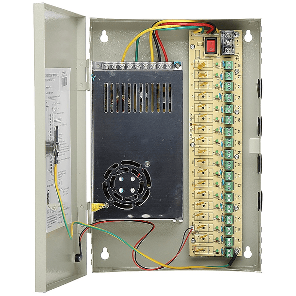 Caixa Segurança / Fonte Alimentação Comutada 12VDC 252W 21A (18 Saídas) 1