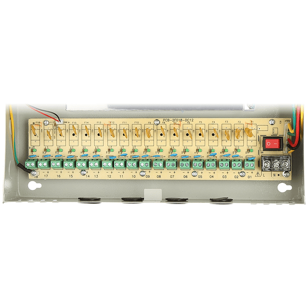 Caixa Segurança / Fonte Alimentação Comutada 12VDC 252W 21A (18 Saídas) 2
