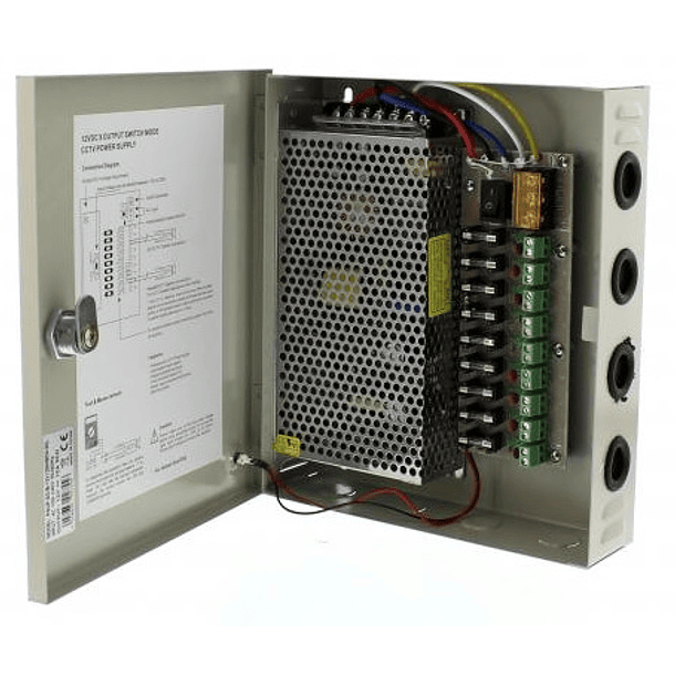 Caixa Segurança / Fonte Alimentação Comutada 12VDC 120W 10A (9 Saídas) 1
