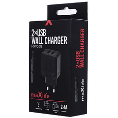Alimentador/Carregador 2x USB 5V 2.4A Fast Charge - MAXLIFE