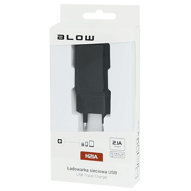 Alimentador Compacto c/ Porta USB 5V 2,1A (Preto) - BLOW 2
