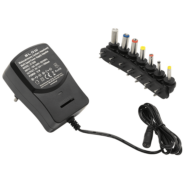 Alimentador AC/DC Universal 3/4,5/6/7,5/9/12V 1200mA - BLOW 1
