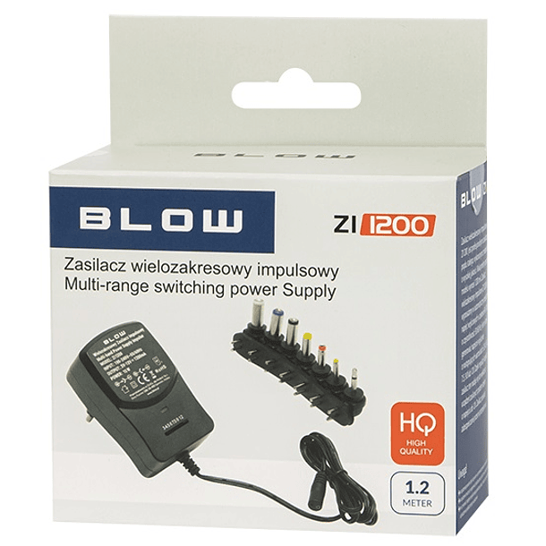 Alimentador AC/DC Universal 3/4,5/6/7,5/9/12V 1200mA - BLOW 2