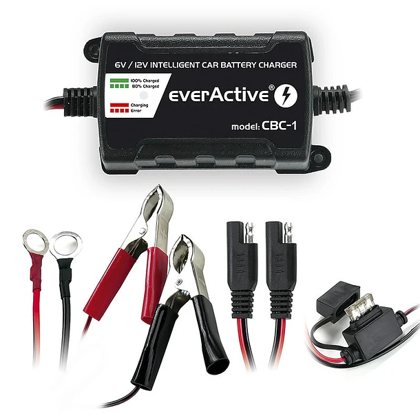 Carregador de Baterias AGM/Ácido/Gel Automático 6/12V 1000mAh - everActive 1