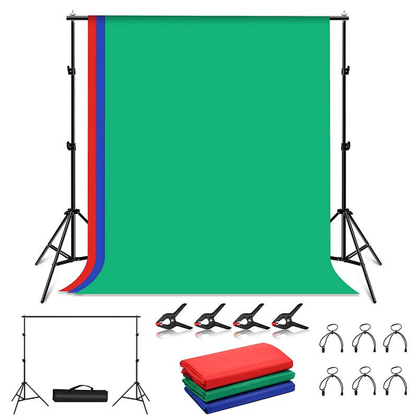 Stand p/ Estúdio Fotográfico (2 x 2 mts) + 3 Telas - PULUZ 1