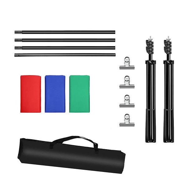 Stand p/ Estúdio Fotográfico (2 x 3 mts) + 3 Telas - PULUZ 4