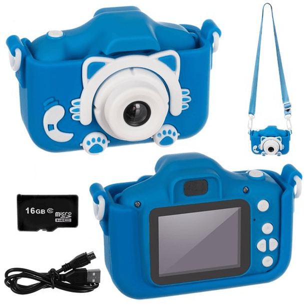 Câmara Fotográfica Infantil c/ Cartão 16GB (Azul) - KRUZZEL