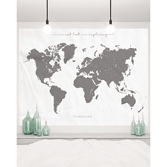 Bandeira Amelia c/ o Mapa do Mundo (Branco/Cinza) - FLAMINGUEO
