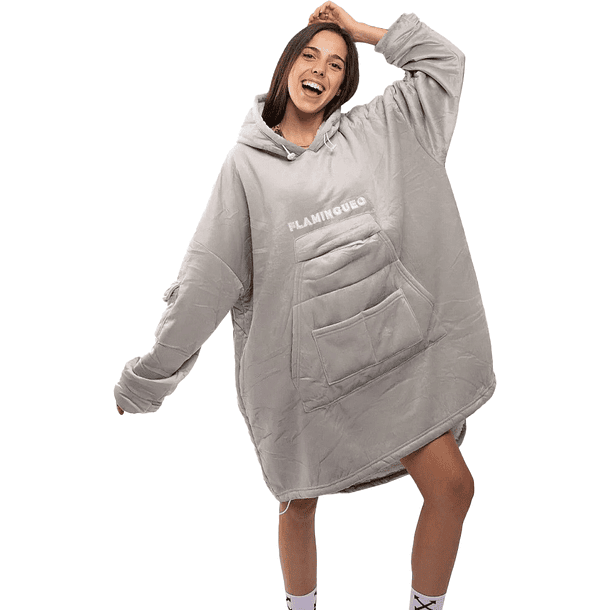 Cobertor Hagrid Cloud c/ Mangas e Bolso (Cinza) - FLAMINGUEO 1