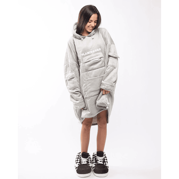 Cobertor Hagrid Cloud c/ Mangas e Bolso (Cinza) - FLAMINGUEO 2