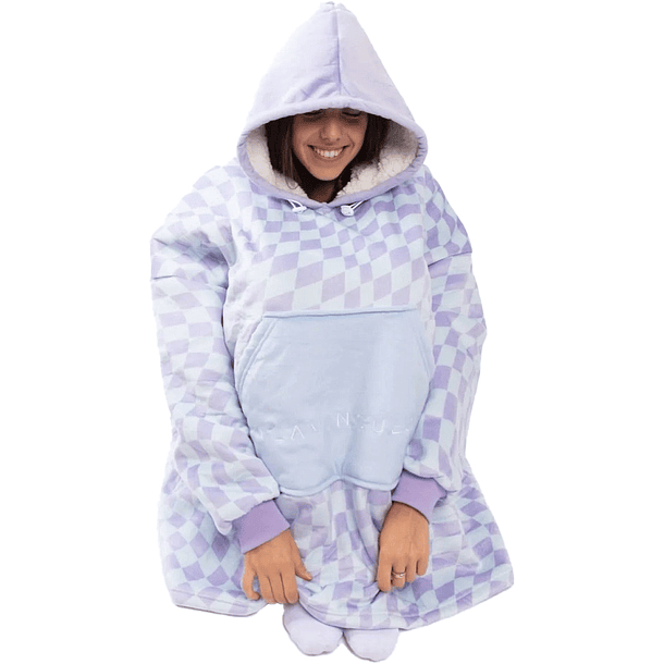 Cobertor Xadrez c/ Mangas e Bolso (Azul) - FLAMINGUEO 1