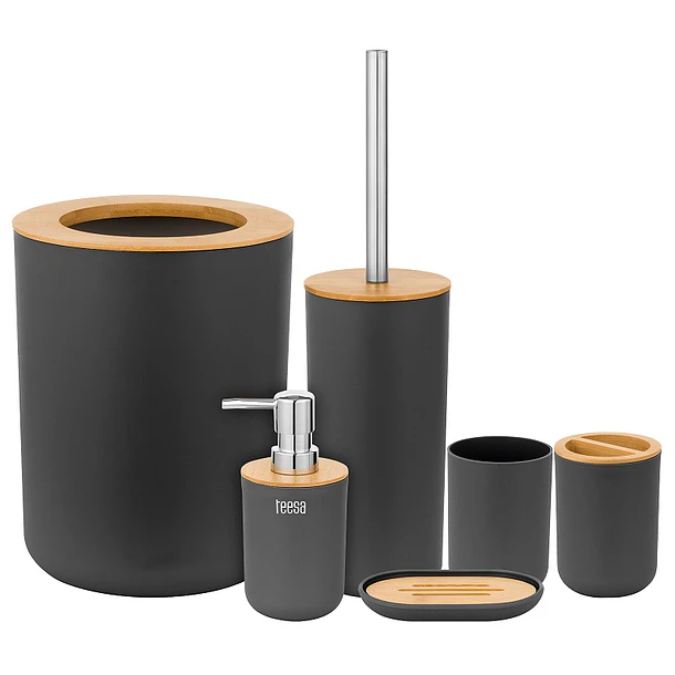 Conjunto de 6x Acessórios p/ Casa de Banho (Preto) - TEESA 1