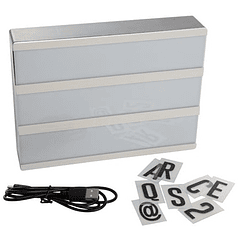 Caixa de Iluminação c/ Letras e Luz LED (20 x 15 x 4 cm) + Carregador USB - PEREL