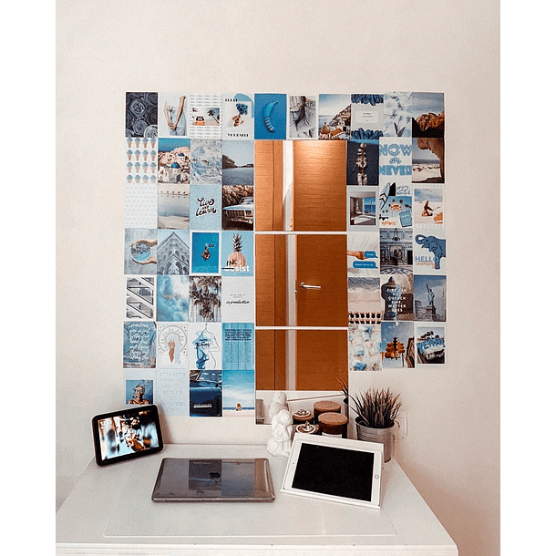 Decoração de 50 Fotos Blue Ocean Lite p/ Parede - FLAMINGUEO 