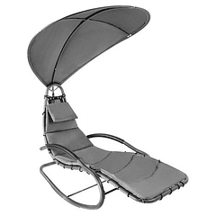 Espreguiçadeira de Balanço c/ Cobertura p/ Jardim (Cinzento)