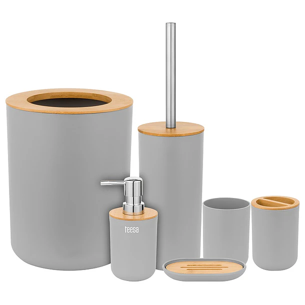 Conjunto de 6x Acessórios p/ Casa de Banho (Cinzento) - TEESA 1