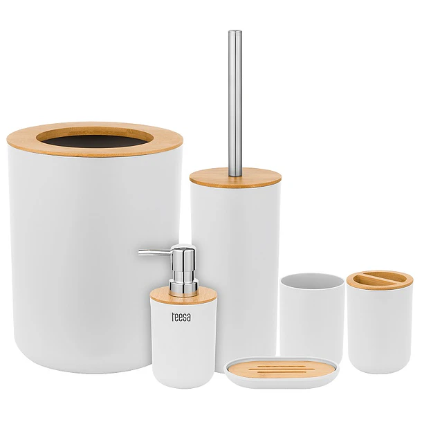Conjunto de 6x Acessórios p/ Casa de Banho (Branco) - TEESA 1