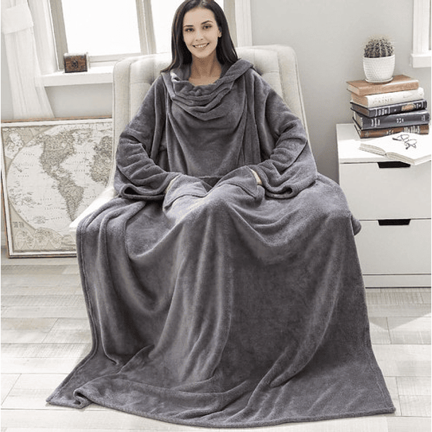 Cobertor c/ Mangas e Bolso (Cinzento) 3