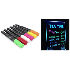 Pack 6x Marcadores Fluorescentes p/ Quadro LED Luminescente Publicitário (2402013)