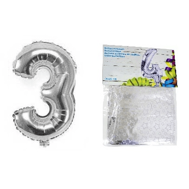 Balão Númerico de Encher (Número 3) - 32x45cm 