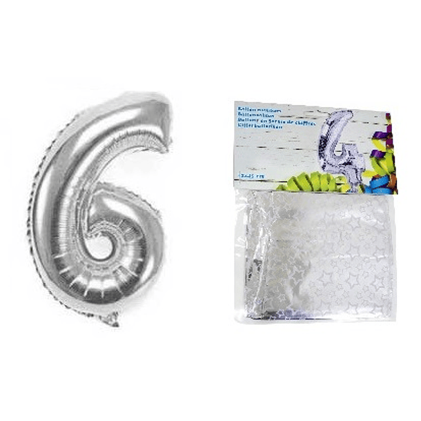Balão Númerico de Encher (Número 6) - 32x45cm 