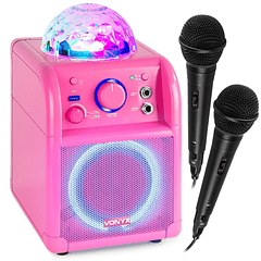 Coluna Portátil 50W Bluetooth c/ Efeitos de LED RGB + 2 Microfones (Rosa) SBS55P - VONYX