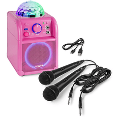 Coluna Portátil 50W Bluetooth c/ Efeitos de LED RGB + 2 Microfones (Rosa) SBS55P - VONYX