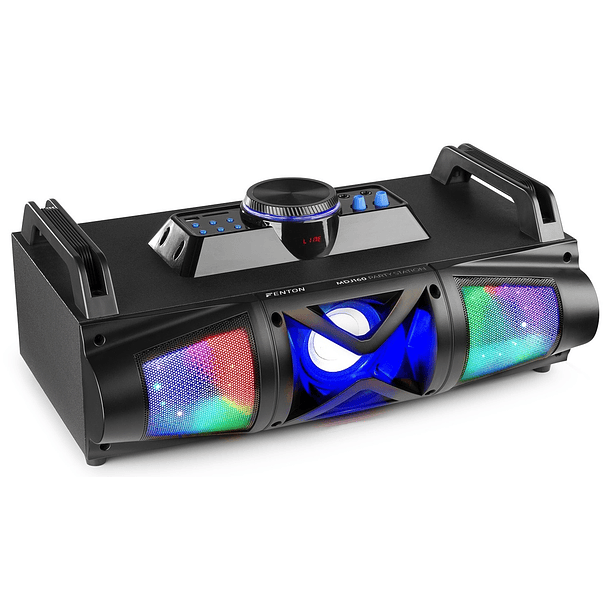 Consola de Som Portátil DJ 2.1 150W c/ USB/SD/BT e Efeitos LED c/ Bateria (MDJ160B) Preto - FENTON 1