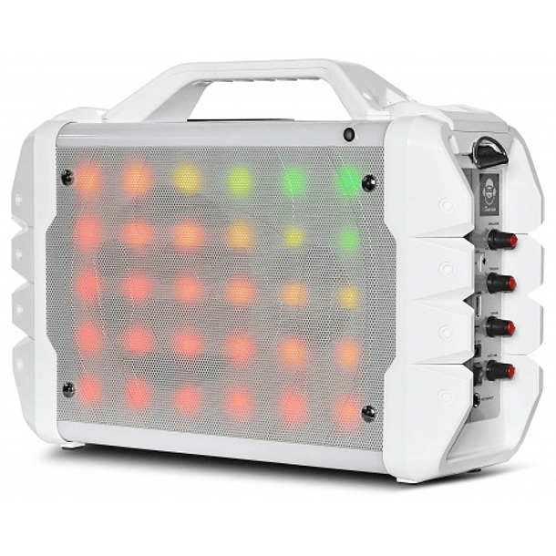 Coluna Portátil LEDs RGB c/ Leitor MP3, USB, SD, AUX, Bluetooth (Branco) - iDance 1