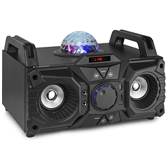 Consola de Som Portátil DJ 100W c/ USB/SD/BLUETOOTH e Efeitos LED c/ Bateria (Preto) KAR100 - FENTON