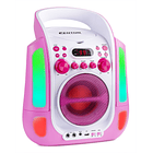 Coluna Karaoke Bluetooth + USB + Leitor CD + 2 Microfones c/ Efeitos de LED´s (Rosa) - FENTON SBS30P 2