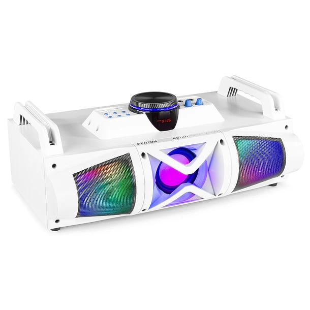 Consola de Som Portátil DJ 2.1 150W c/ USB/SD/BT e Efeitos LED c/ Bateria (MDJ160W) Branco - FENTON 1