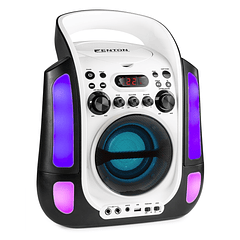 Coluna Karaoke Bluetooth/USB/MP3/CD c/ Iluminação LEDs e Microfones (SBS30W) Branco - FENTON