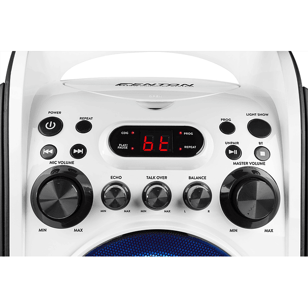 Coluna Karaoke Bluetooth/USB/MP3/CD c/ Iluminação LEDs e Microfones (SBS30W) Branco - FENTON 3